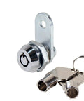Top Shelf Chrome Tubular Cam Lock For Cabinet Doors And Secure Drawers Featuring A Snug 3/8 Inch Cylinder And Two Matching Keys.