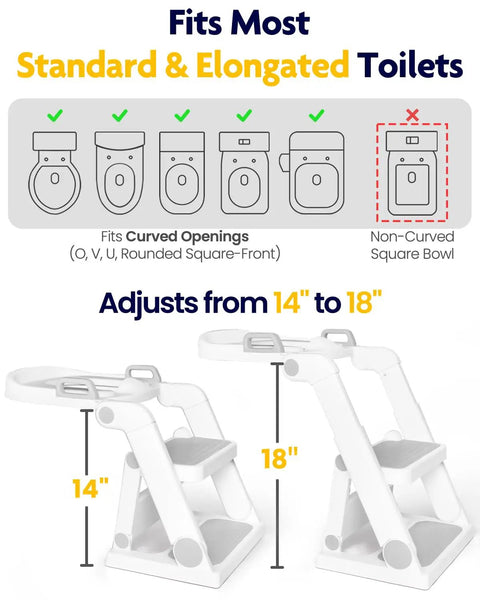 Rock Solid Two In One Toddler Potty Training Seat And Step Stool With Extra Wide Anti Slip Steps Adjustable Height Splash Guard Hassle Free Setup Kid Ready In Light Grey