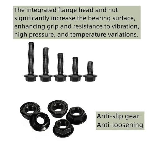 Beefy Flange Bolts And Nuts Kit For Auto Projects Grade 10.9 272pcs M6 M8 M10 Fasteners Black Alloy Steel With Washers