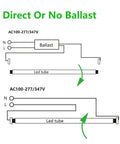 Diagram showing installation options for U Shaped LED Tube Light 2 Foot 15W 2100 Lumens 4000K Cool White T8 T12 Fluorescent Replacement.