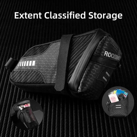 1.5L Bike Saddle Bag For Mountain And Road Bikes, Durable PU Fabric Seat Pouch With Diamond Grid Shield, lightweight storage