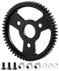 Steel Spur Main Gear with 0.8M Module 32P 54T for 1 to 10 RC Cars, shown with screws and washers, Upgrade for Traxxas Arrma models.