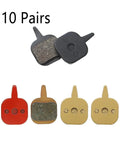 Heavy Duty 10 Pair Sintered Bicycle Disc Brake Pads including various colors and sizes for MTB use, 375 x 25 mm.