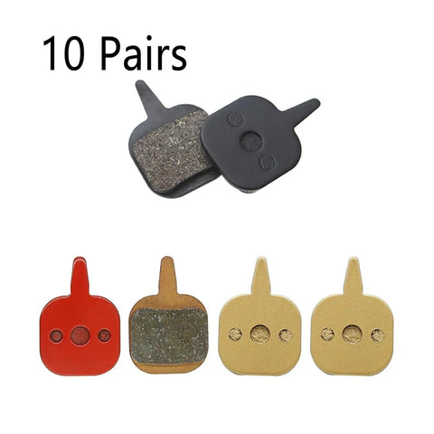 Heavy Duty 10 Pair Sintered Bicycle Disc Brake Pads including various colors and sizes for MTB use, 375 x 25 mm.