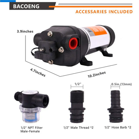 110 Volt Self Priming Water Pressure Pump With On Demand Switch For RV Caravan Boat And Marine Use 45 Psi 4.5 GPM accessories
