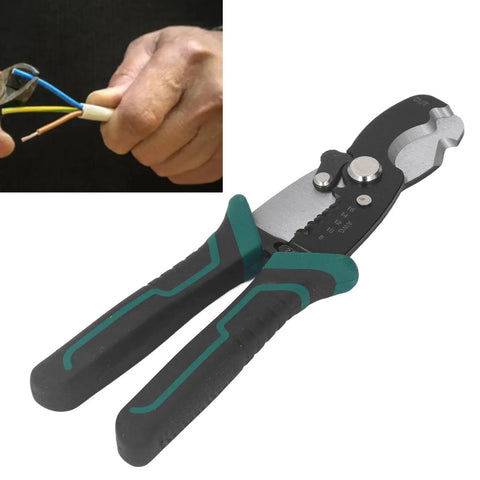 Heavy Duty 8 Inch Wire Stripper And Crimping Pliers For Electricians with beefy handles and high carbon steel build.