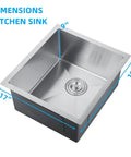 Stainless Steel Single Bowl Bar Sink With Undermount Workstation For Outdoor Kitchens And Home Bars showing 17x19x9 inches size