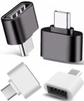 2 Pack USB C Female To USB 3.0 A Male Adapter OTG Converter Plug And Play For Smartphones Tablets Laptops, black and white
