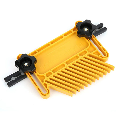 Slick Heavy Duty Stackable Featherboard Safety Jig For Table Saw Router Table Woodworking Milling Cut Assist Tool Kit Yellow design with adjustable grips.