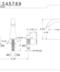 Diagram of Roman Tub Faucet With Brass Construction And Polished Chrome Finish, Seven And One Eighth Inch Spout Reach.