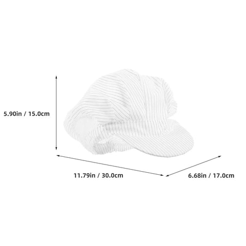 Hella Breathable Antistatic Mesh Protective Cap With Knockout Grip For Electronics Shops And Cleanrooms Plus Dustproof work hat with measurements.