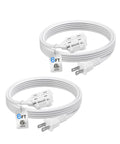 6 Ft Indoor Extension Cord With 3 Outlets Polarized 2 Prong Plug 2 Pack White Built For Home Office Lamps Fans Holiday Lights