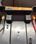 No Sweat M10 Remote Battery Terminals And 250 Amp Jump Post for Quick Terminal Relocation installed in a black battery box.