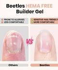 Comparison of Builder Gel Nails Kit With Handheld Lamp, HEMA Free showing healthy vs damaged nails side by side
