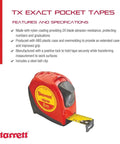 Red Pro Grade Retractable Metric Pocket Tape Measure With Nylon Coating And Steel Belt Clip Self Adjusting End Hook 1 Inch Wide By 8 Meter Long Heavy Duty ABS Case For On The Job Site Quick Readouts And Accuracy in packaging.