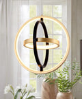Sleek Dope Modern LED Chandelier With Adjustable Round Ring Design Three Interlocking Rings 4000K Warm White Light