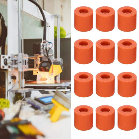 12 Piece Heat Bed Silicone Leveling Columns For 3D Printer Hot Bed Mounts next to 3D printer in workshop