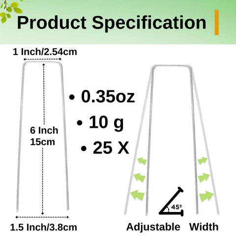 Heavy Duty 25 Piece 6 Inch Landscape Staples Galvanized Steel Stakes For Ground Cover Weed Barrier And Drip Irrigation Tubing
