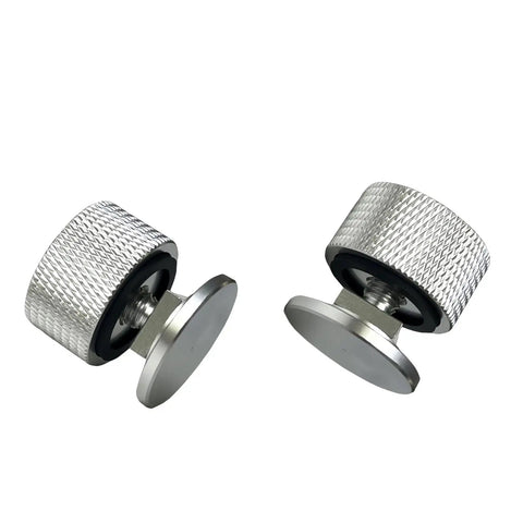 6061 T6 Aluminum Welding Helmet Fasteners Replacement Pair with anodized silver finish, showing beefed up hardware design.