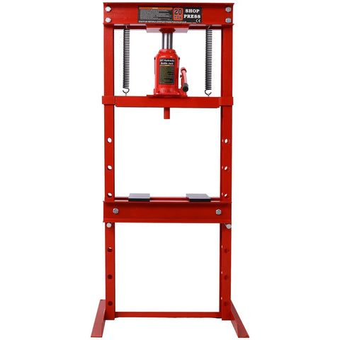 20 Ton Hydraulic Shop Press Heavy Duty H Frame Shop Hog Manual Press For Auto Repair Metal Bending with adjustable ram.