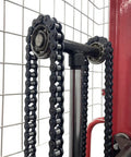 Heavy Duty Manual Pallet Stacker Featuring A No Sweat 2200 Pound Hydraulic Lift And Sixty Three Inch Rise For Warehouse Grinds and factory material hauling chain detail.