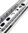 Close-up of Heavy Duty Three Rail Drawer Slides With Soft Close Ball Bearing Runners Glide Like Butter Smoothly For RV Setup 53 Mm Wide 40 Inch.