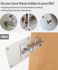 8 Piece Hinge Repair Plate Kit In Brushed Stainless Steel For Cabinets with installation details and mounting on wood