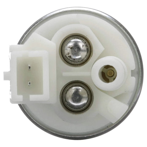 Top view of electric fuel pump motor for cars high performance replacement with quick start; compatible with gas and alcohol blends.