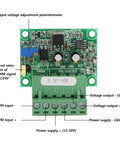 Top view of PWM To 0 To 10V Voltage Converter Module For Industrial PLCs, showing input/output labels and components.