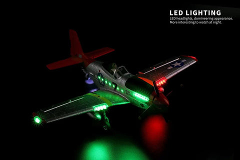 Beast 560mm Wingspan P51 Mustang RC Plane With Four Channel Control 3D And 6G Stunt Modes LED Lights Brushless Power Full Function