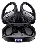 Wireless Earbuds With Bluetooth 5.4, 80 Hour Playtime, Sport Hooks, Noise Canceling, IPX7 Waterproof, LED Display, Jet Black Case