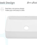 24 Inch Rectangle Ceramic Vessel Sink for Above Counter Install, Slick Modern Look, Scratch Resistant Non Porous Ceramic