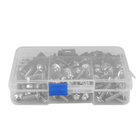 Motorcycle Fairing Screw Kit Aluminum M5 M6 177 Piece Set With Washers in clear case