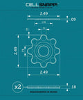 Universal Dual Phone Carrier With Strong Magnetic Mounts For Smart Device Storage technical drawing with dimensions.