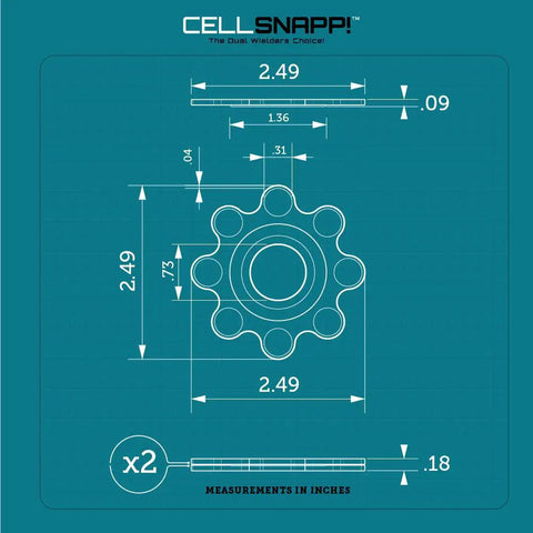 Universal Dual Phone Carrier With Strong Magnetic Mounts For Smart Device Storage technical drawing with dimensions.