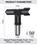 5 Pack Reversible Airless Spray Tips Set For Paint Sprayers 211 313 415 517 623 showing 517 nozzle dimensions and materials.