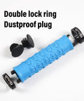 Mountain Bike Grips Double Lock On Handlebar Grips For MTB BMX Folding Bikes 22mm Diameter shown with dustproof plug