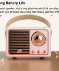 Retro Bluetooth Speaker Portable Wireless Speaker With Crystal Clear Stereo Sound And Rich Bass Pink Color Ideal Gift