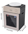 Hot And Cold Water Dispenser With Stainless Steel Liner Compact Desktop Cooler And Heater with dimensions labeled