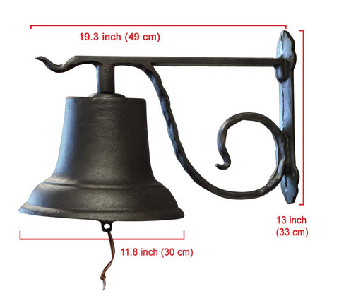 Rustic Cast Iron Doorbell For Homes Large Outdoor Door Bell For Entry Kitchen And Dinner Bell Black No Battery Chime Weatherproof