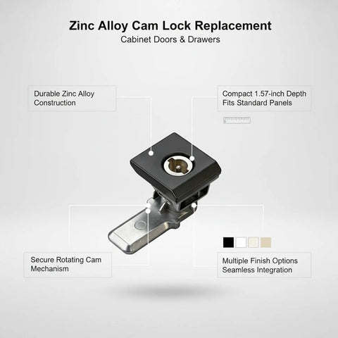 Easy Install Zinc Alloy Cam Lock For Cabinets And Drawers, Rotating Key Replacement Hardware, 1.57-inch depth, durable construction