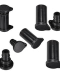 Eight black silicone dust and waterproof cap connectors for PV panels MC4 inverters, shown individually with IP67 rated housing.