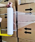 Heavy Duty Pallet Stretch Film Dispenser With Built In Film Cutter For 18 Inch And 20 Inch Rolls, Industrial Grade Steel Shrink Wrap Holder Fits 76 Mm Core, Easy Mount Pallet Wrapping Tool For Quick Secure Bundling on stacked boxes