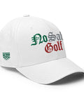 Mexico Inspired White Fun Golf Hat For Men And Women No Sabo Golf Style Cap with text 'No Sabo Golf' embroidered on front