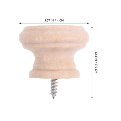 Round Wooden Drawer Knobs Set, single-hole knob with measurements, natural solid wood, rich grain, for furniture hardware, easy install.