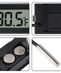 Close-up of Six Pack Digital Thermometer Set With 1M Waterproof NTC Probe for car, greenhouse with battery compartment and probe