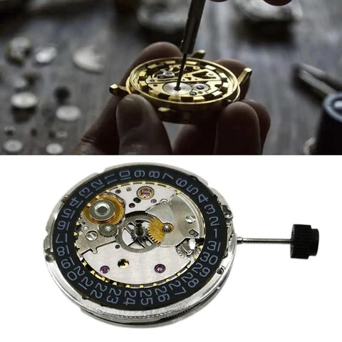 High Precision Automatic Mechanical Watch Movement 2824 2 Replacement Part With Black Calendar At 3 O Clock in metal casing
