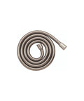 Techniflex 63-Inch Handheld Shower Hose With Anti Twist Design, No-Fuss Install, Brushed Nickel Finish coiled for easy viewing.