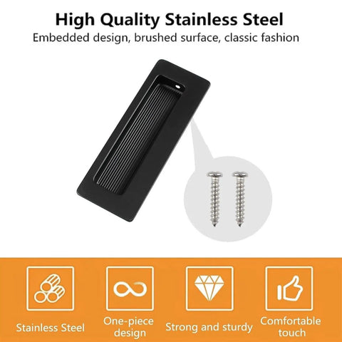 4 Pack Concealed Rectangular Recessed Pull Handles For Wardrobe And Drawers Matte Black Stainless Steel Hidden Flush Sliding Door