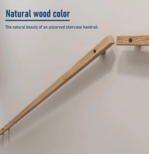 Rock Solid Premium Wooden Stair Handrail With Dependable Nonslip Grip For Indoor And Outdoor Steps Confident Walking Support For Seniors Families And Everyday Household Use Secure Wall Mount Install Ten Foot Long in natural wood color.